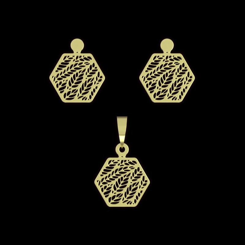 نیم ست طلا 18 عیار زنانه مدوپد مدل شش ضلعی کد NA11421