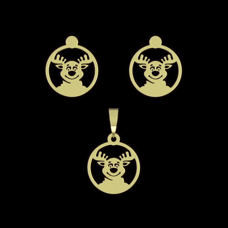 نیم ست طلا 18 عیار زنانه مدوپد مدل گوزن کد NA11430