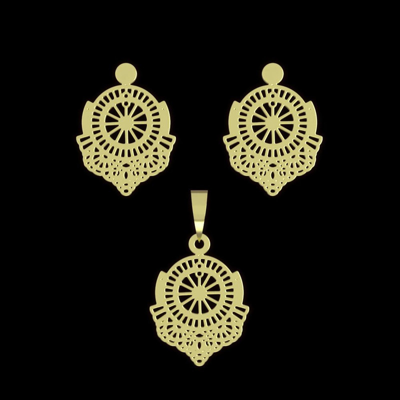 نیم ست طلا 18 عیار زنانه مدوپد مدل هندسی کد NA11451