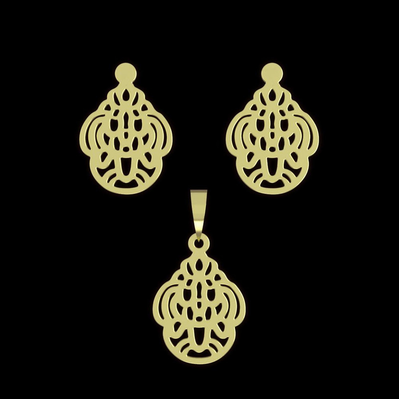 نیم ست طلا 18 عیار زنانه مدوپد مدل هندسی کد NA11455