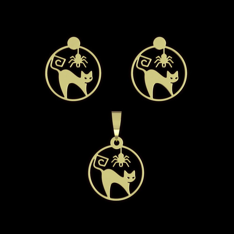 نیم ست طلا 18 عیار زنانه مدوپد مدل گربه کد NA11464