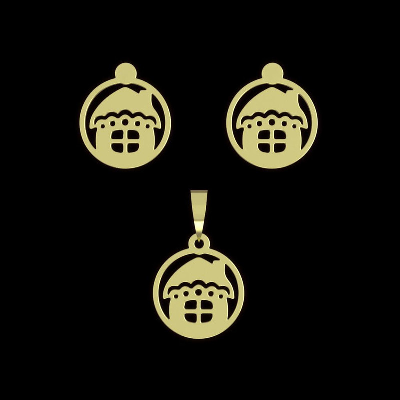 نیم ست طلا 18 عیار زنانه مدوپد مدل خانه کد NA11473