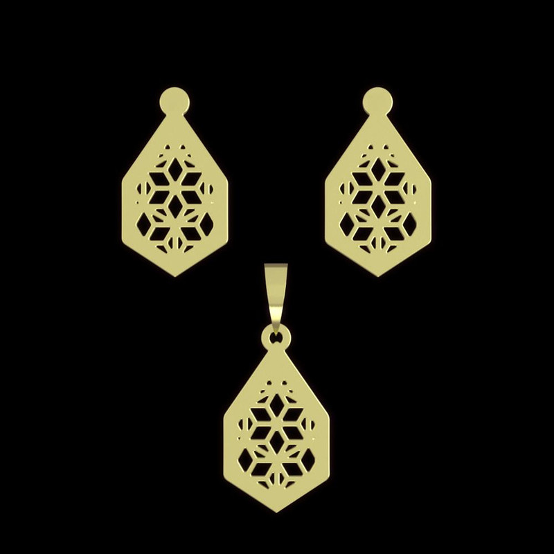 نیم ست طلا 18 عیار زنانه مدوپد مدل شش ضلعی کد NA11485