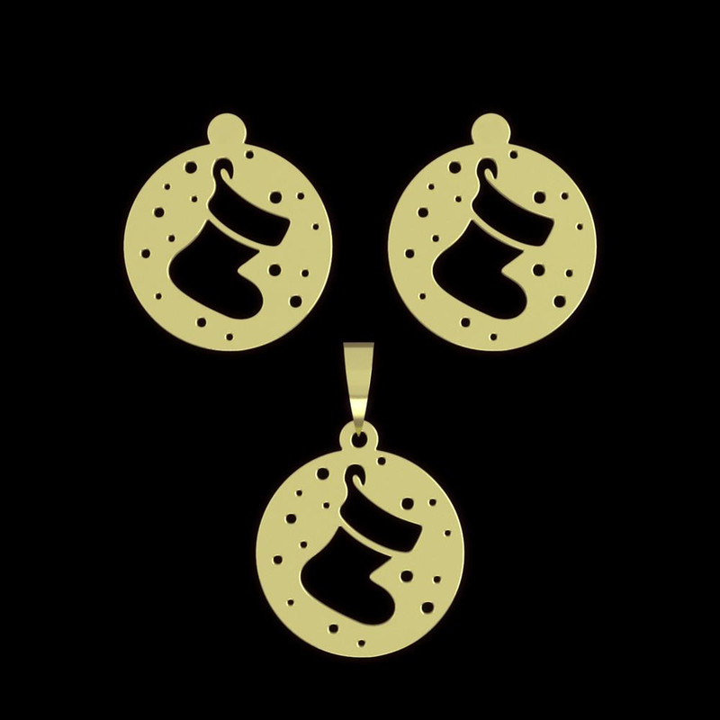 نیم ست طلا 18 عیار زنانه مدوپد مدل جوراب کریسمس کد NA11497