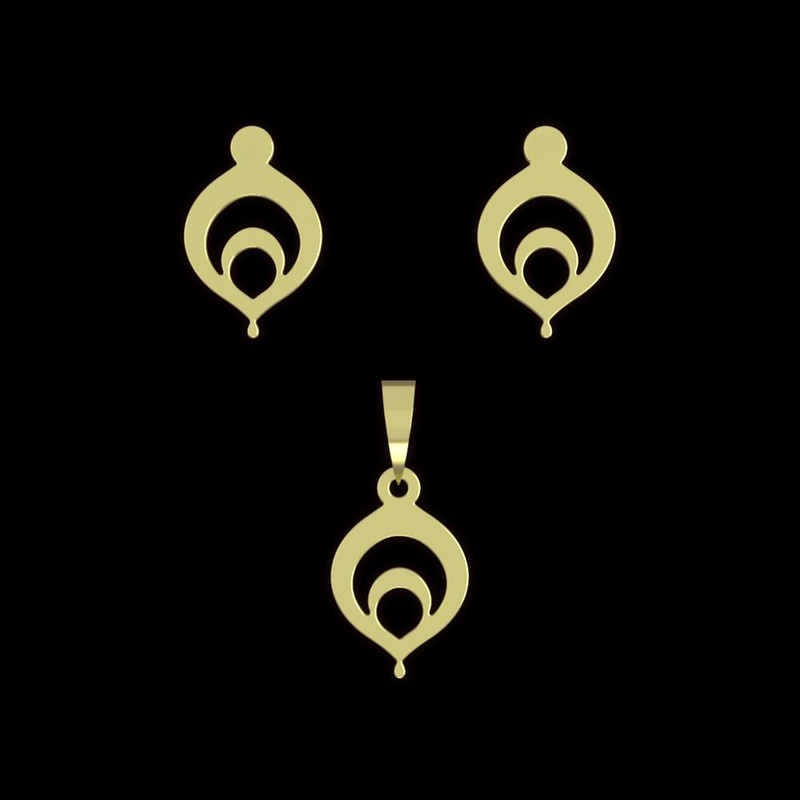 نیم ست طلا 18 عیار زنانه مدوپد مدل هندسی کد NA11498