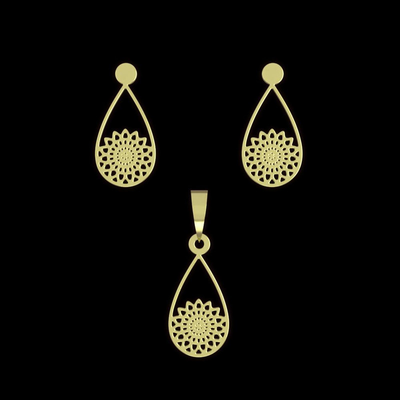 نیم ست طلا 18 عیار زنانه مدوپد مدل گل کد NA11507