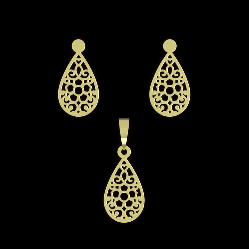 نیم ست طلا 18 عیار زنانه مدوپد مدل اشک کد NA11522