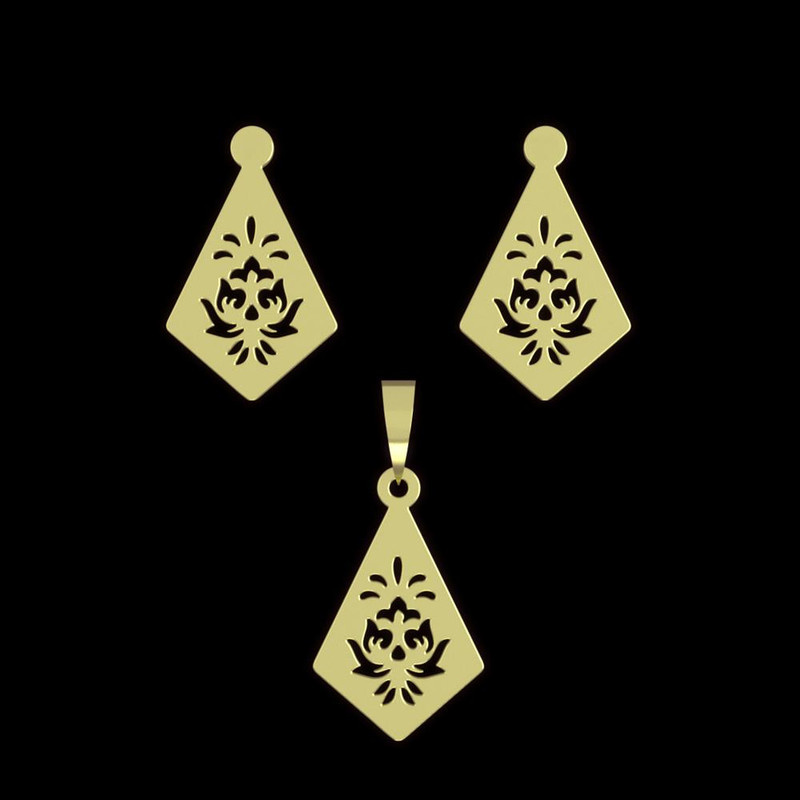 نیم ست طلا 18 عیار زنانه مدوپد مدل لوزی کد NA11541