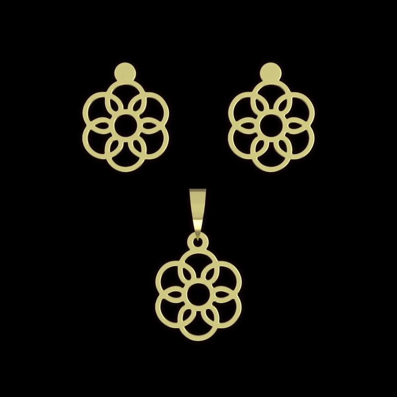 نیم ست طلا 18 عیار زنانه مدوپد مدل گل کد NA11543