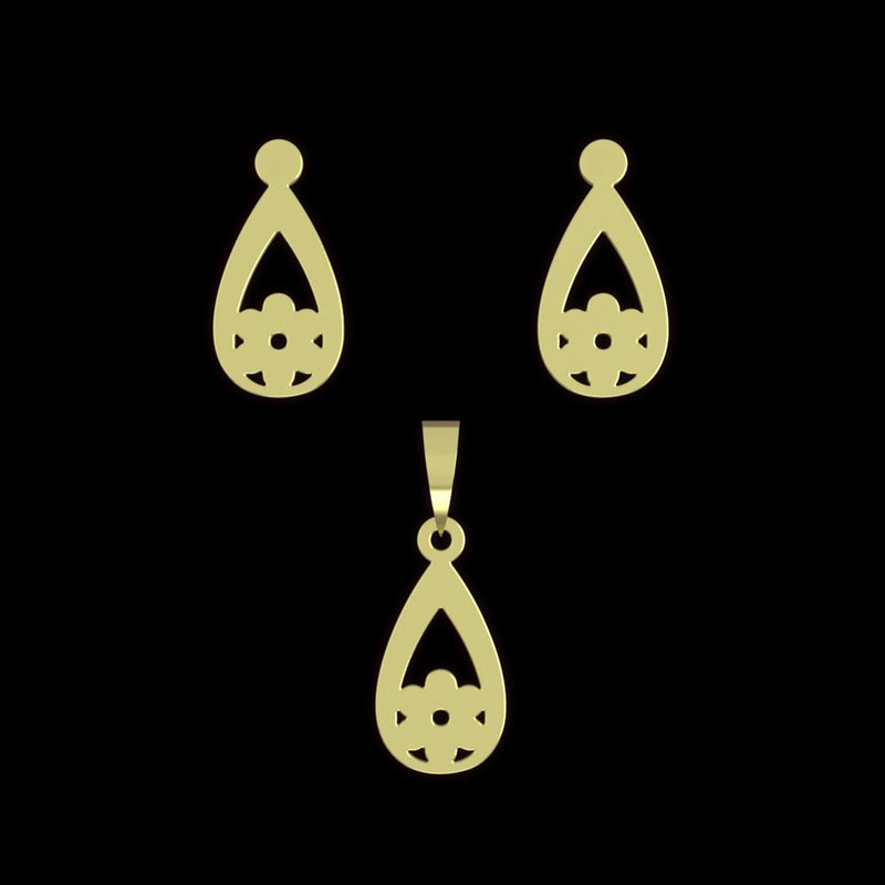 نیم ست طلا 18 عیار زنانه مدوپد مدل گل کد NA11554