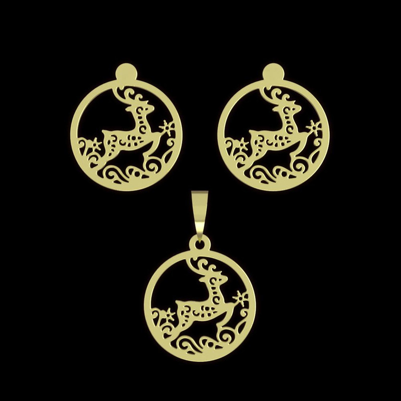 نیم ست طلا 18 عیار زنانه مدوپد مدل گوزن کد NA11562