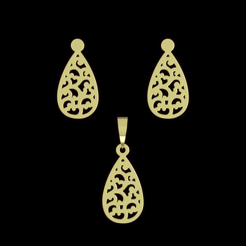 نیم ست طلا 18 عیار زنانه مدوپد مدل اشک کد NA11589