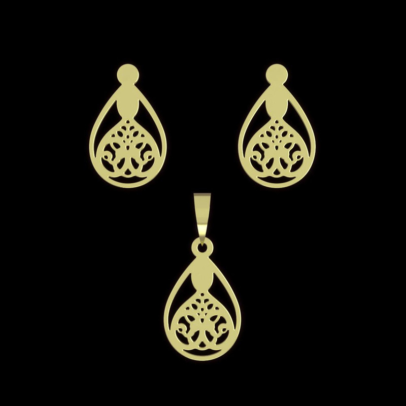 نیم ست طلا 18 عیار زنانه مدوپد مدل هندسی کد NA11650