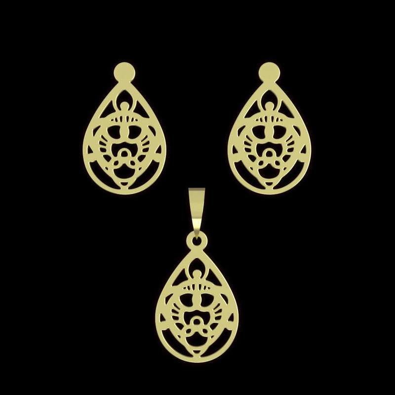 نیم ست طلا 18 عیار زنانه مدوپد مدل هندسی کد NA11668