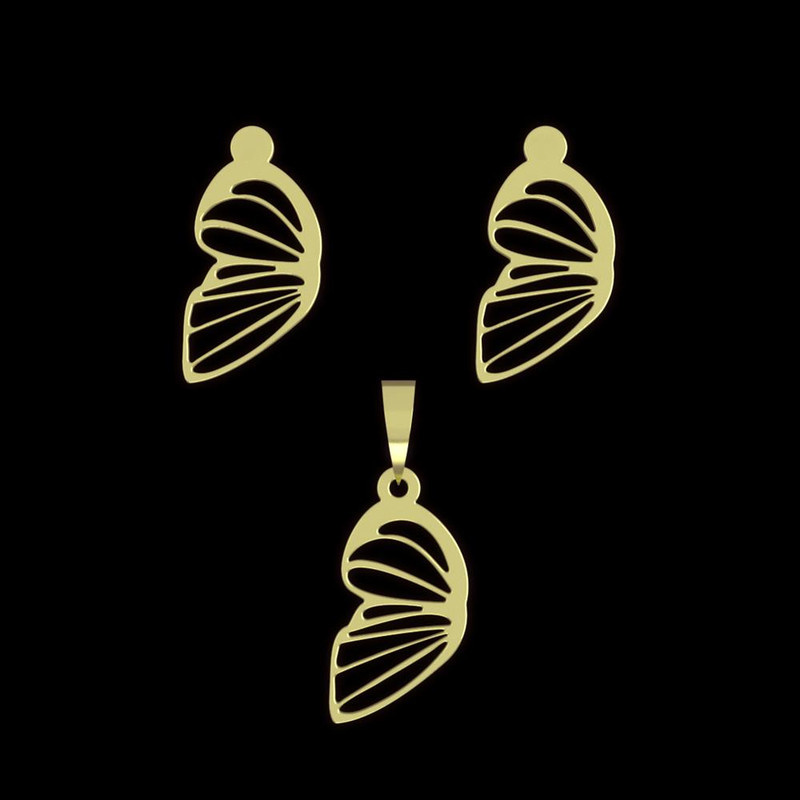 نیم ست طلا 18 عیار زنانه مدوپد مدل بال پروانه کد NA11700