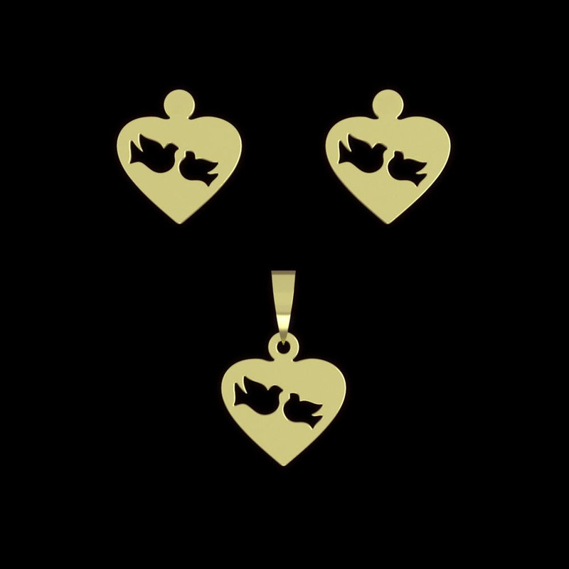 نیم ست طلا 18 عیار زنانه مدوپد مدل پرنده و قلب کد NA11718