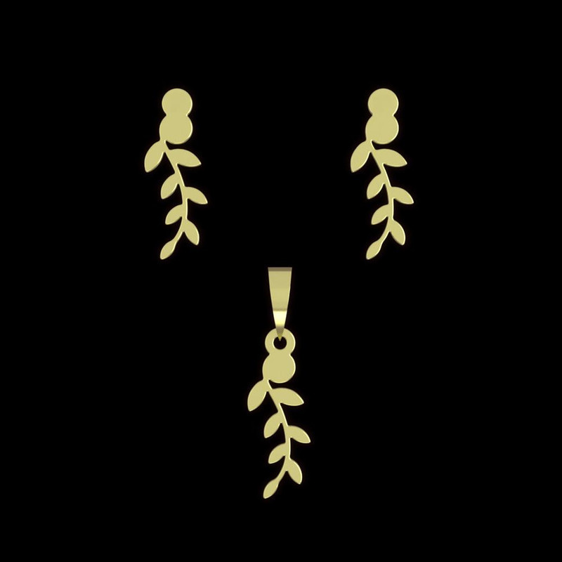 نیم ست طلا 18 عیار زنانه مدوپد مدل برگ کد NA11732