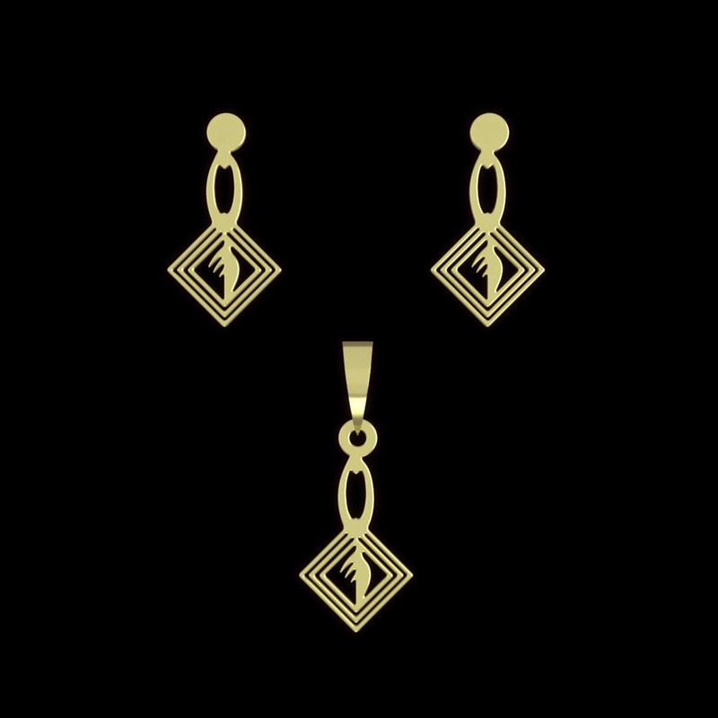 نیم ست طلا 18 عیار زنانه مدوپد مدل هندسی کد NA11754