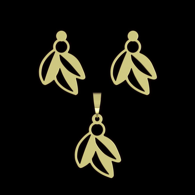 نیم ست طلا 18 عیار زنانه مدوپد مدل برگ کد NA11777