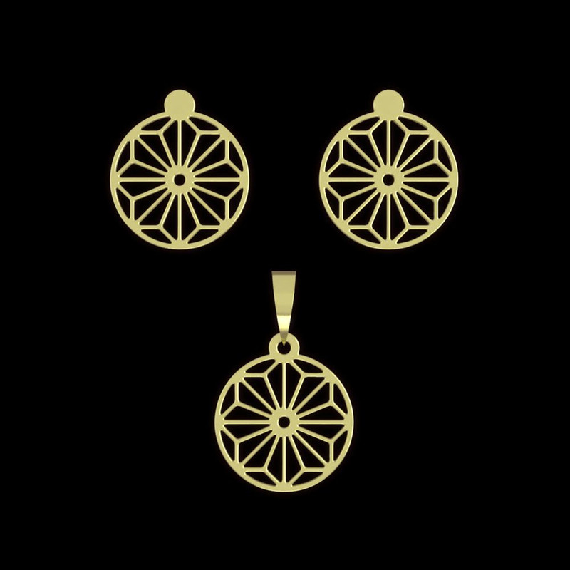 نیم ست طلا 18 عیار زنانه مدوپد مدل خورشید هندسی کد NA11816