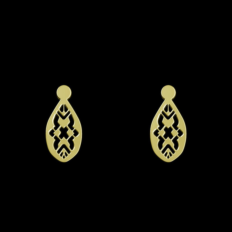 گوشواره طلا 18 عیار زنانه مدوپد مدل اشک اسلیمی کد GA1-10262