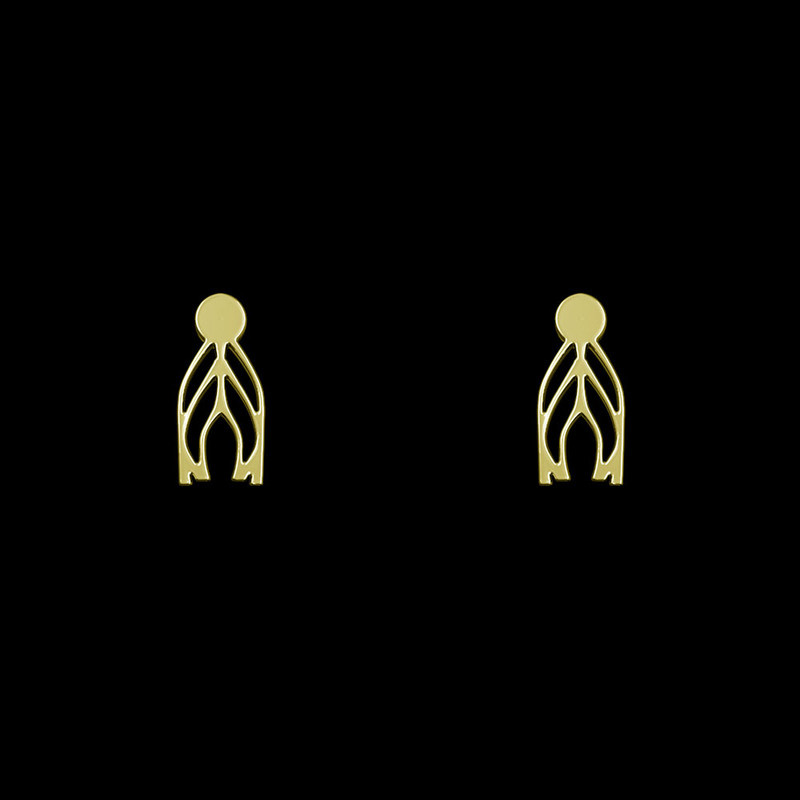 گوشواره طلا 18 عیار زنانه مدوپد مدل هندسی کد GA1-10291