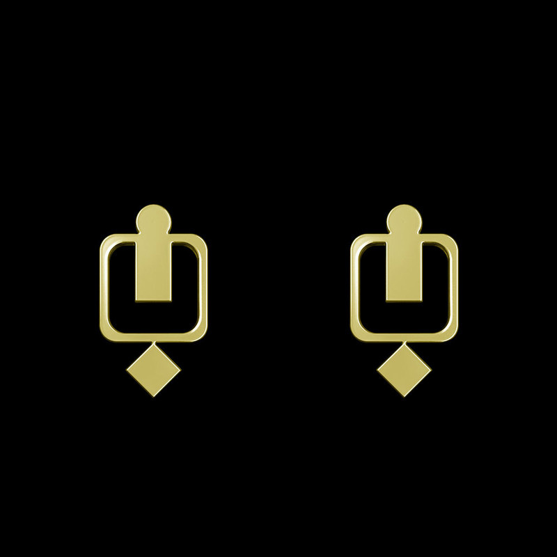 گوشواره طلا 18 عیار زنانه مدوپد مدل هندسی کد GA1-10325