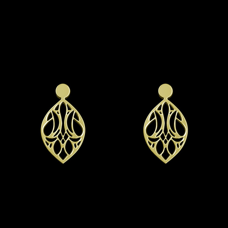 گوشواره طلا 18 عیار زنانه مدوپد مدل اسلیمی کد GA1-10587