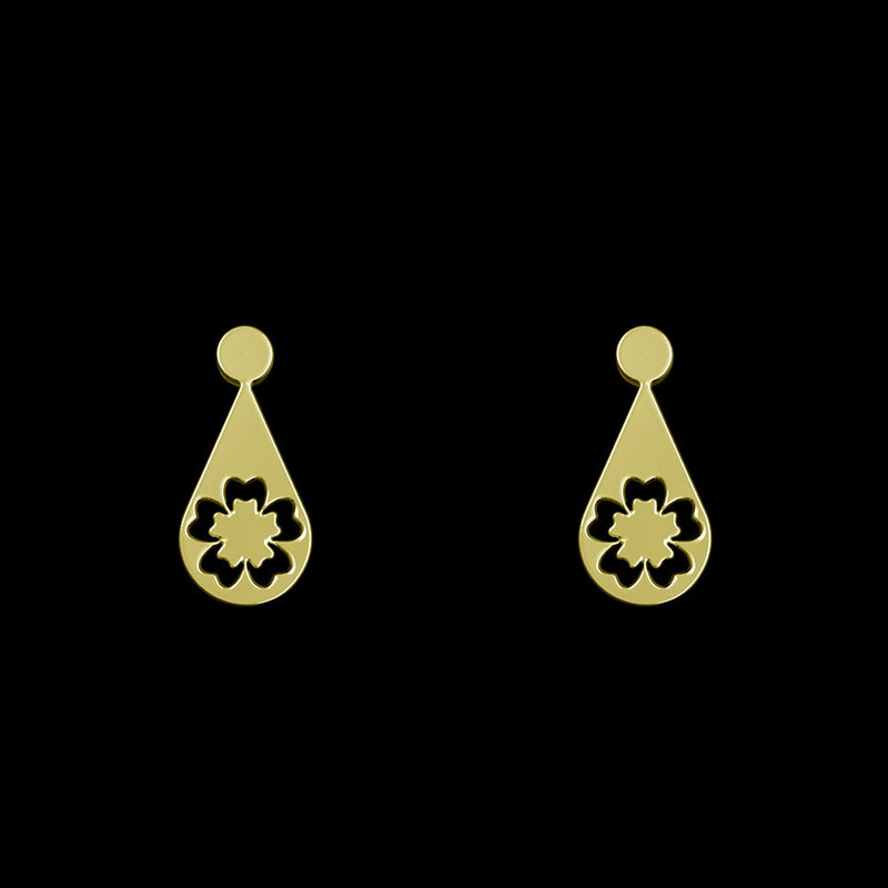 گوشواره طلا 18 عیار زنانه مدوپد مدل گل کد GA1-10625