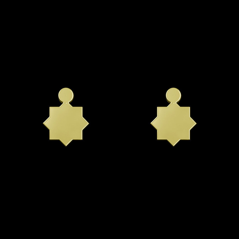 گوشواره طلا 18 عیار زنانه مدوپد مدل اسلیمی کد GA1-10656