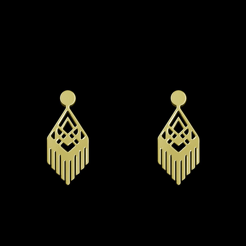 گوشواره طلا 18 عیار زنانه مدوپد مدل هندسی کد GA1-10657