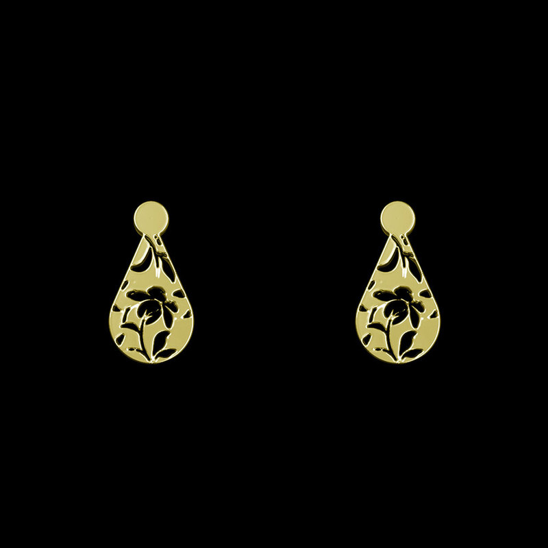 گوشواره طلا 18 عیار زنانه مدوپد مدل گل کد GA1-10672