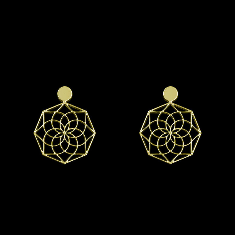 گوشواره طلا 18 عیار زنانه مدوپد مدل هندسی کد GA1-10906