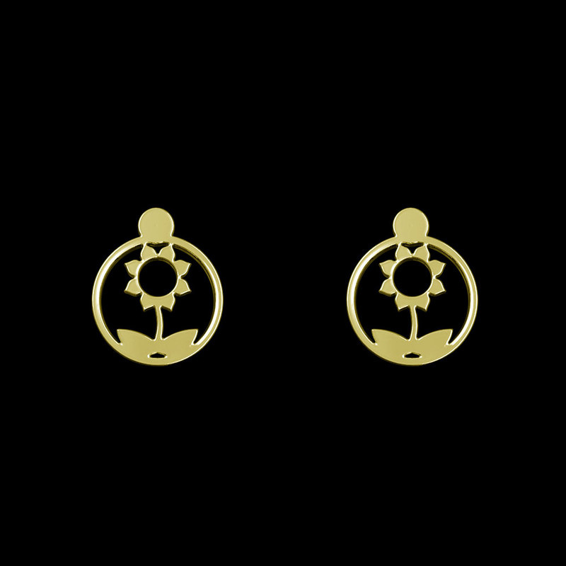 گوشواره طلا 18 عیار زنانه مدوپد مدل گل کد GA1-10993