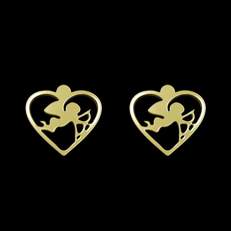 گوشواره طلا 18 عیار زنانه مدوپد مدل قلب و فرشته کد GA1-11063