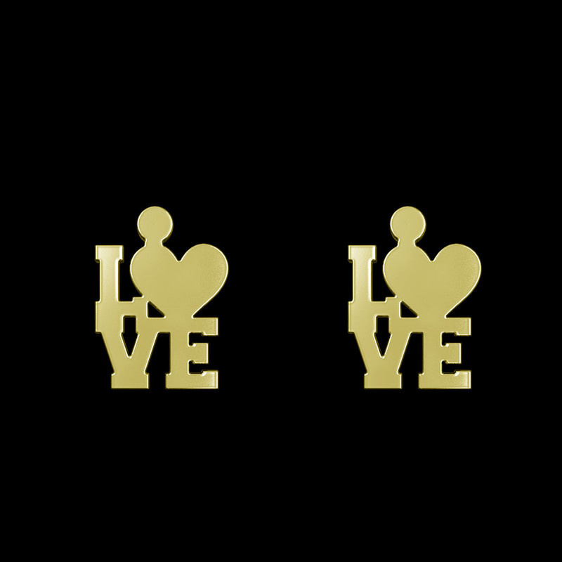 گوشواره طلا 18 عیار زنانه مدوپد مدل love کد GA1-11209