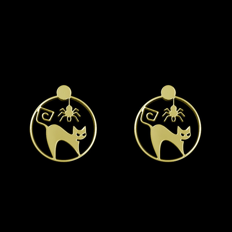 گوشواره طلا 18 عیار زنانه مدوپد مدل گربه کد GA1-11464