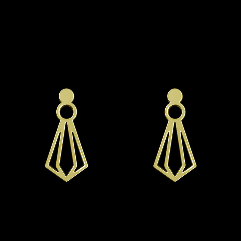 گوشواره طلا 18 عیار زنانه مدوپد مدل هندسی کد GA1-11478