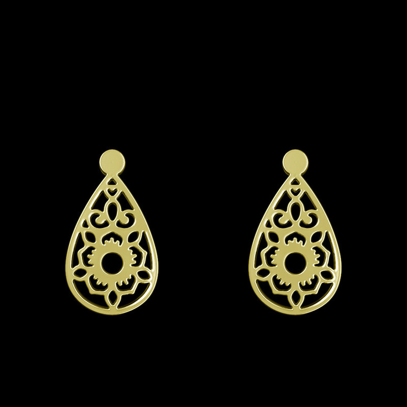 گوشواره طلا 18 عیار زنانه مدوپد مدل اسلیمی کد GA1-12041