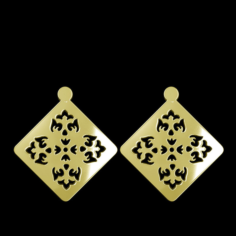 گوشواره طلا 18 عیار زنانه مدوپد مدل لوزی کد GA1-12207