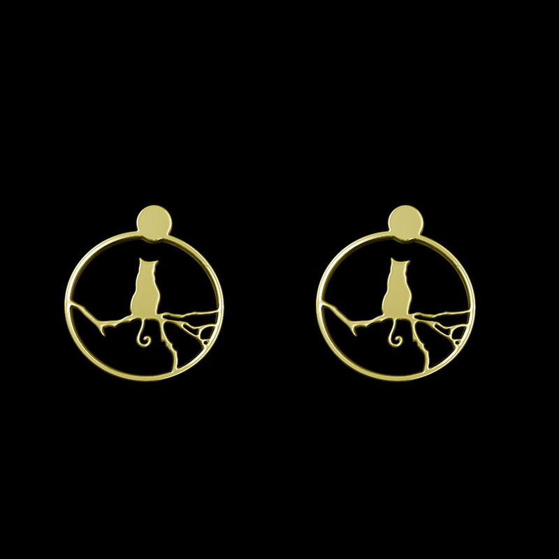 گوشواره طلا 18 عیار زنانه مدوپد مدل گربه کد GA1-12444