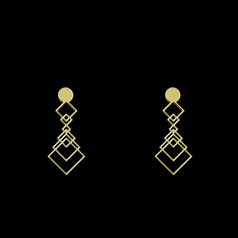 گوشواره طلا 18 عیار زنانه مدوپد مدل حلقه لوزی کد GA1-12809