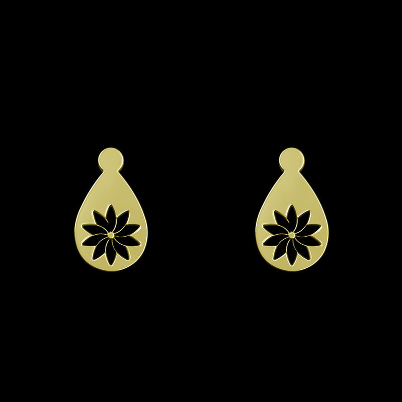 گوشواره طلا 18 عیار زنانه مدوپد مدل گل کد GA1-13177