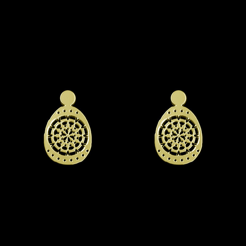 گوشواره طلا 18 عیار زنانه مدوپد مدل هندسی کد GA1-13229