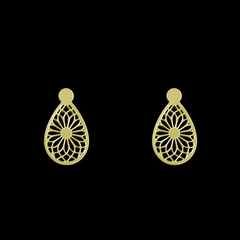 گوشواره طلا 18 عیار زنانه مدوپد مدل هندسی کد GA1-13432