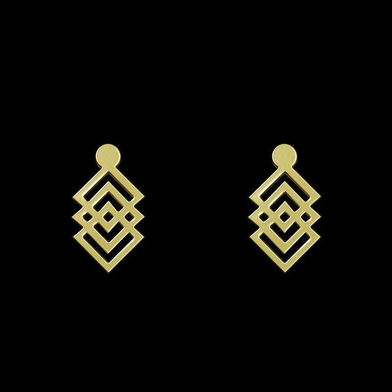 گوشواره طلا 18 عیار زنانه مدوپد مدل هندسی کد GA1-13460