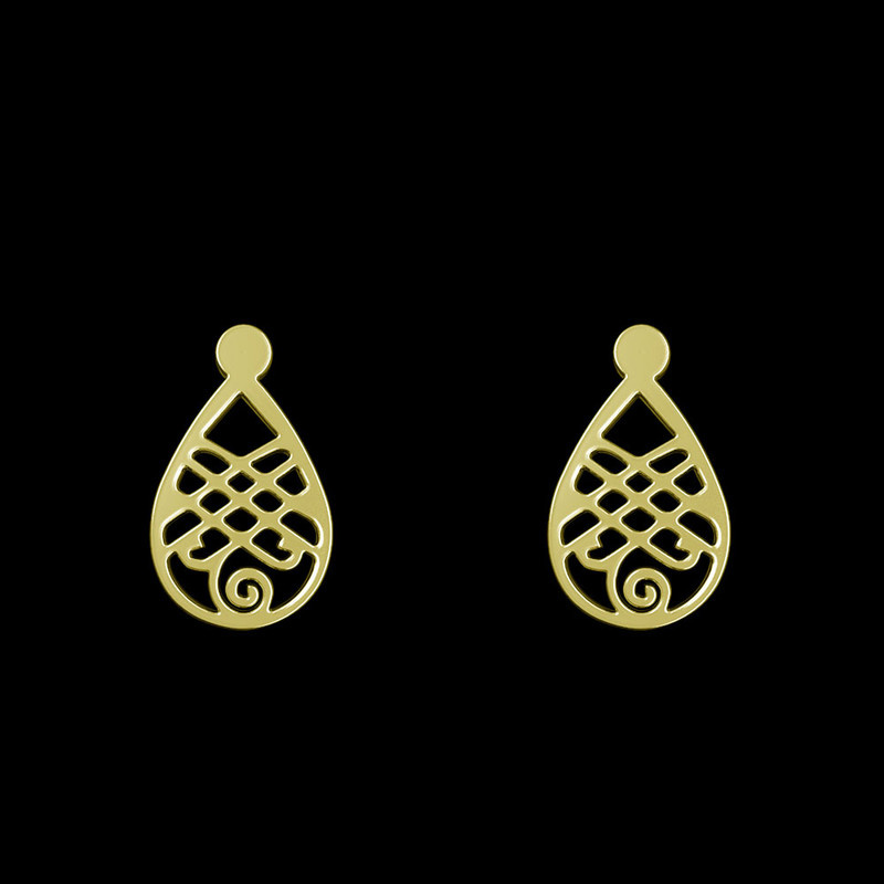 گوشواره طلا 18 عیار زنانه مدوپد مدل هندسی کد GA1-13600