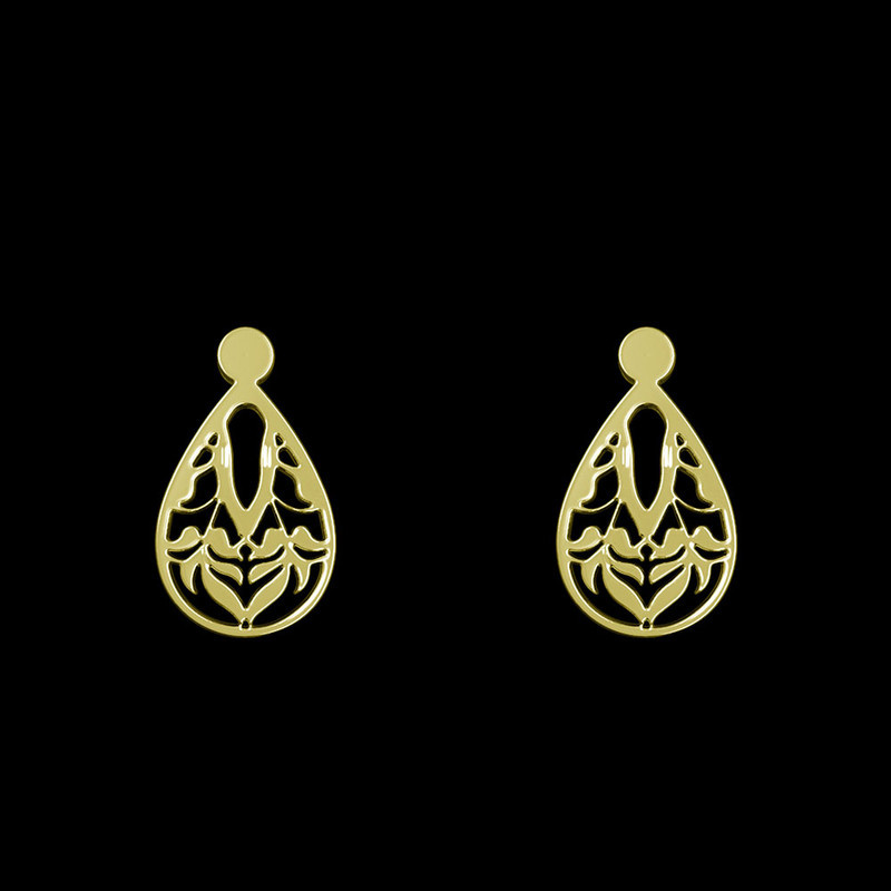 گوشواره طلا 18 عیار زنانه مدوپد مدل هندسی کد GA1-13634