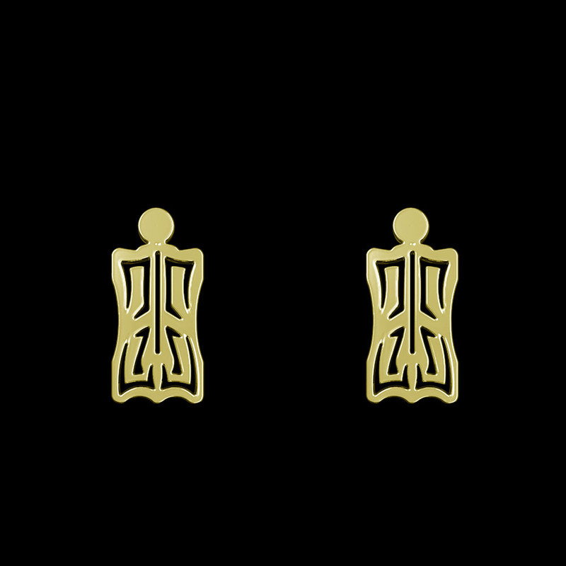 گوشواره طلا 18 عیار زنانه مدوپد مدل هندسی کد GA1-13662