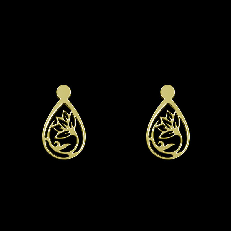 گوشواره طلا 18 عیار زنانه مدوپد مدل گل کد GA1-13728